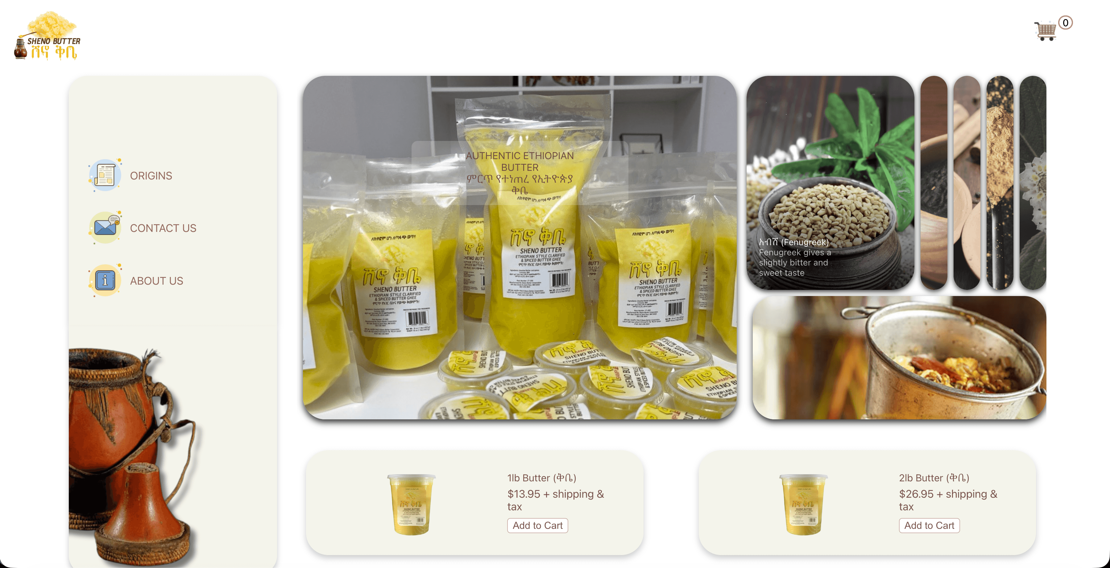 Sheno Butter website preview